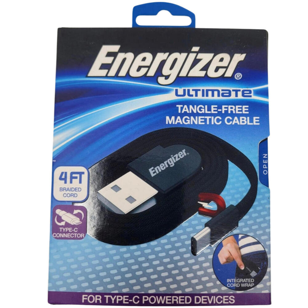 ENERGIZER ULTIMATE Tangle-free Braided Magnetic Cable 4FT USB A to TYPE-C Black